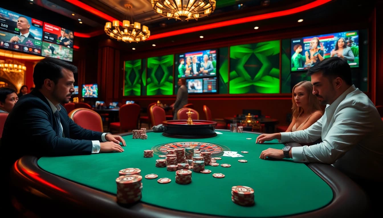 Experience the thrill of สมัครสมาชิก bk8 at a premier casino with elegant poker tables and vibrant gaming atmosphere.