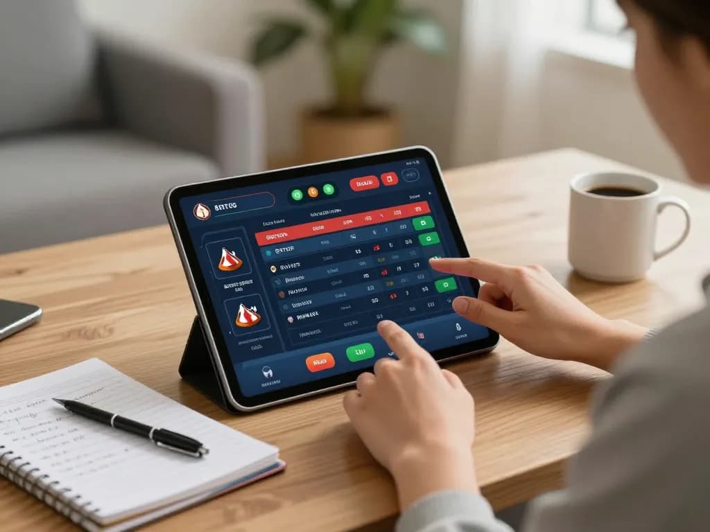 Engaged user placing sports bets on https://rr888.shopping/ tablet while reviewing strategies.