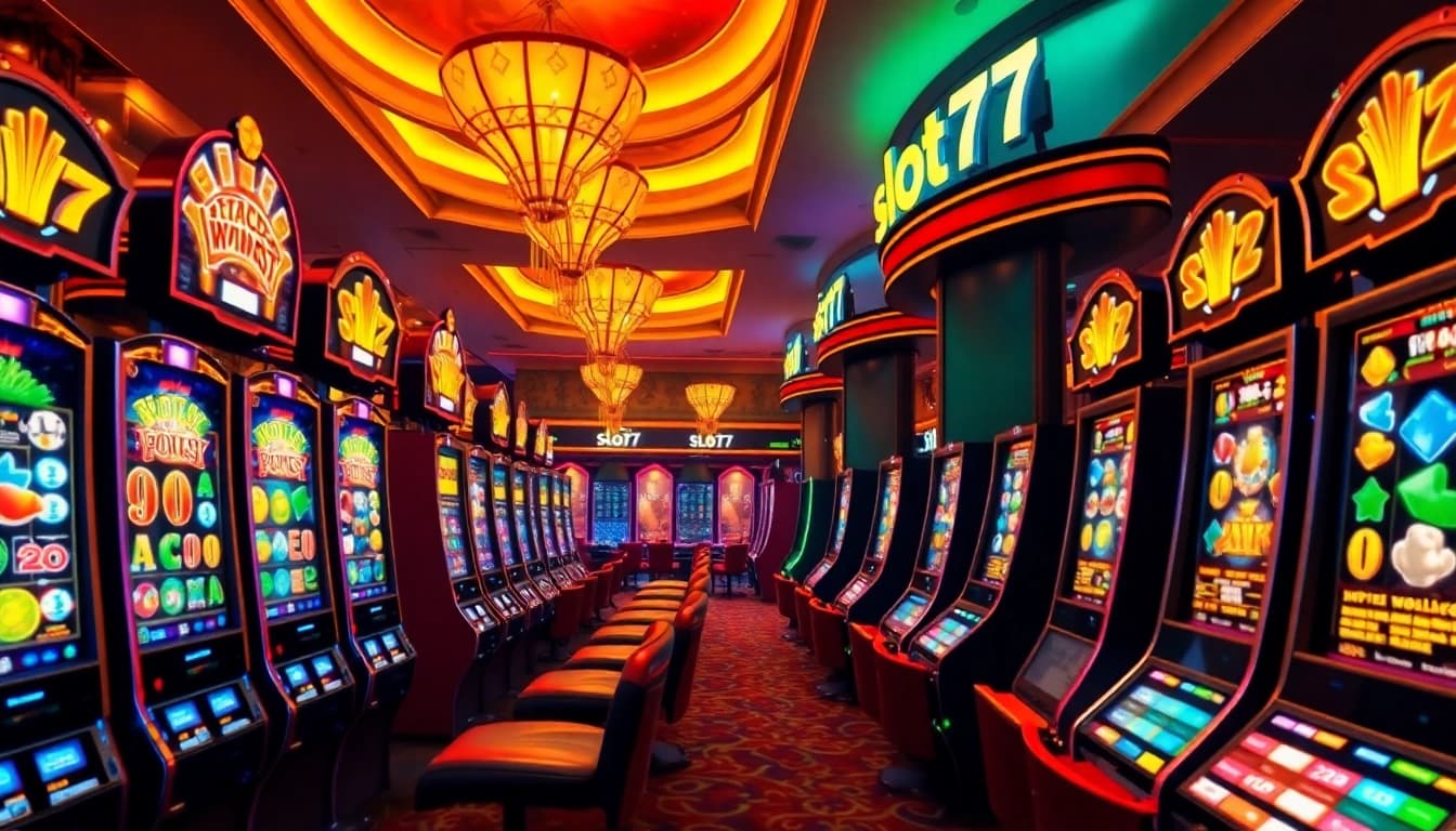 Players enjoying the thrilling slot777 machines in an upscale casino setting.