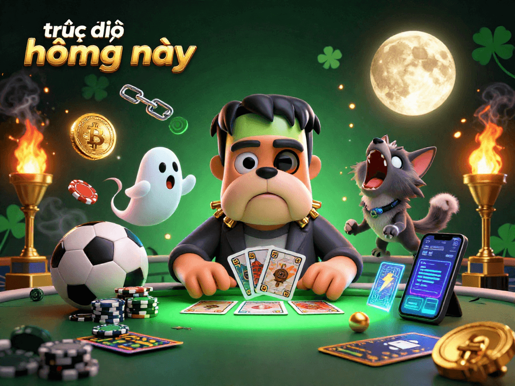 Catch the latest trực tiếp bóng đá hôm nay action with our vibrant sports betting illustration featuring quirky characters and dynamic elements.