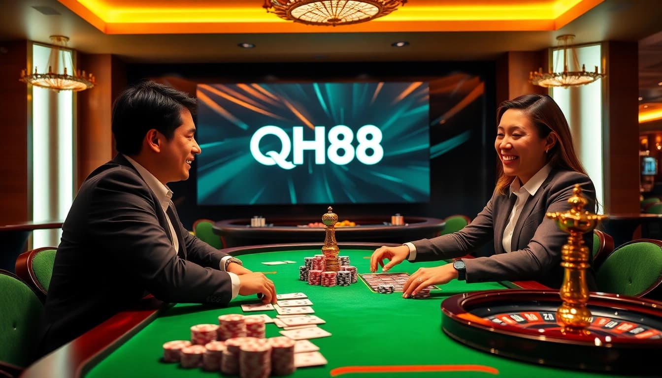 Players enjoying a thrilling game experience at qh88 casino table.