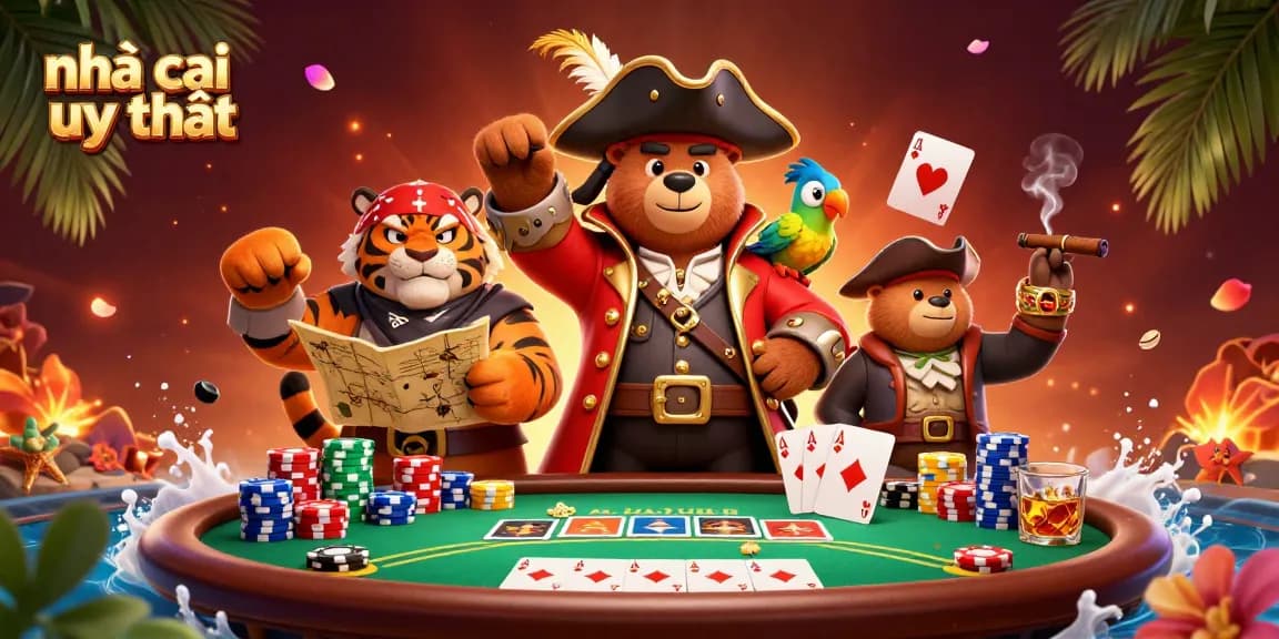 Experience the excitement of nhà cái uy tín in this vibrant 3D casino illustration featuring dynamic poker action.