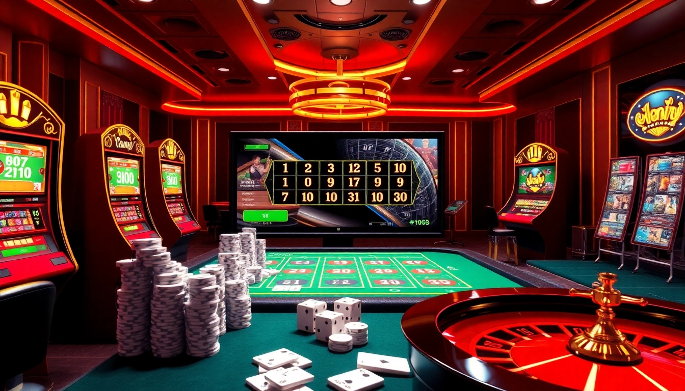 Engaging online gambling interface on trang chủ rr88, featuring vibrant casino elements and luxury.