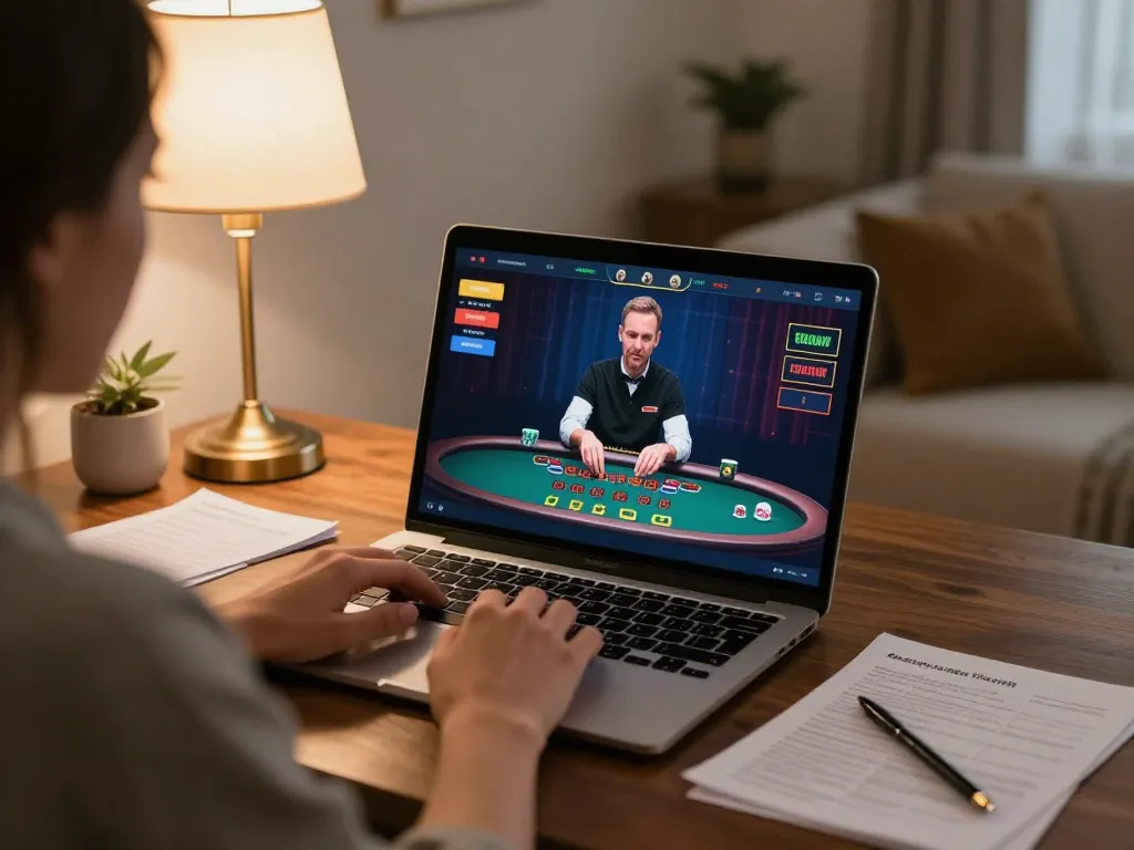 Engaging in exciting online blackjack with red88 at a comfortable home setup.