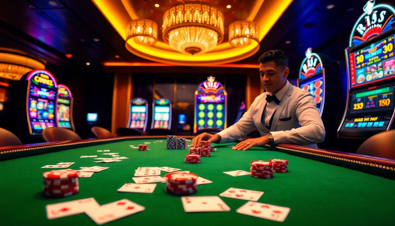 RR 88 poker chips and cards on a vibrant casino table.