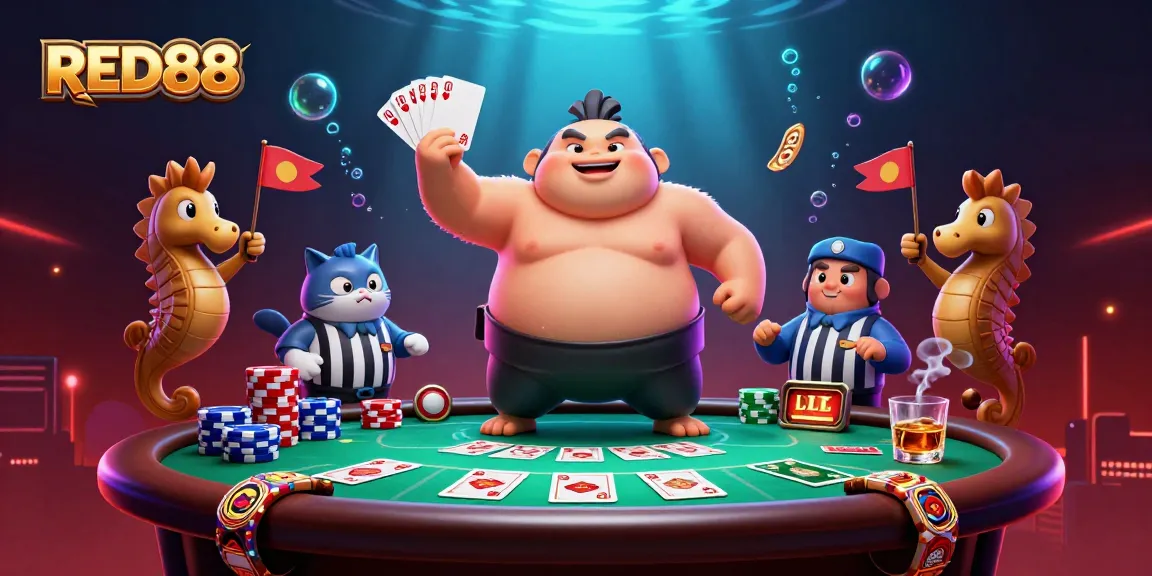 Experience exciting gameplay at RED88 with vibrant poker action and colorful casino elements.