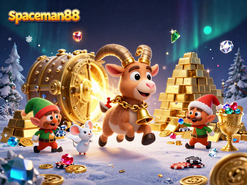 Play exciting slots at spaceman88 with 3D cartoon characters in a vibrant casino environment.