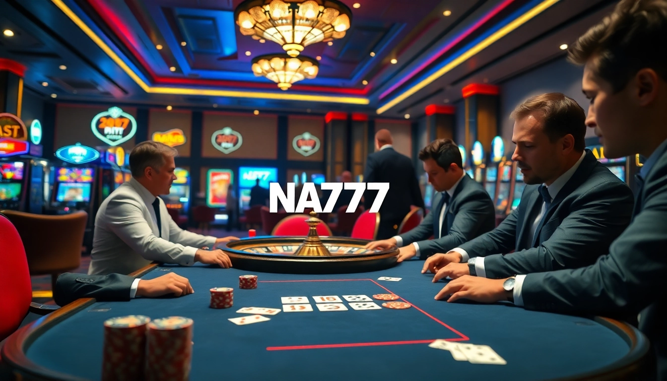 Experience exhilarating gameplay at NA777 Casino with vibrant poker tables and professional dealers.