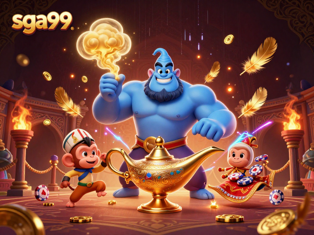 Engage with the thrilling atmosphere of sga99 featuring a genie and gaming elements.