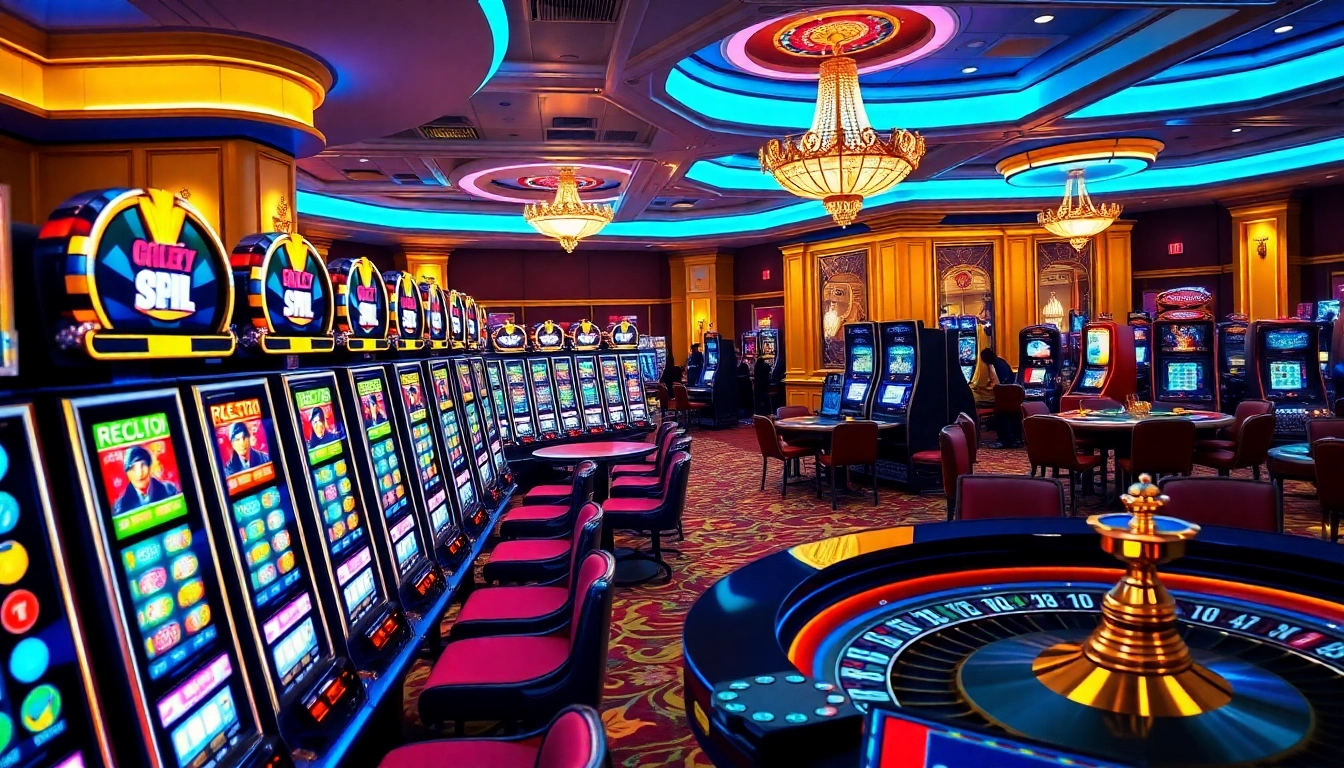 Pemain menikmati pengalaman slot gacor yang mendebarkan di kasino yang ramai, dipenuhi dengan mesin slot berwarna-warni.