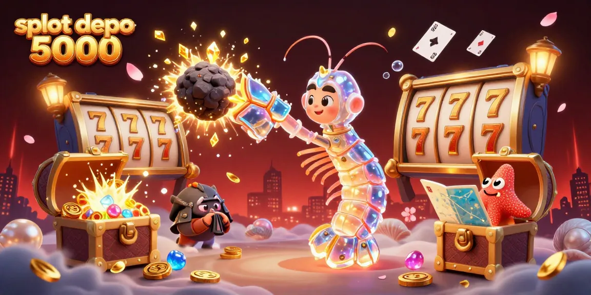 Engage in colorful casino excitement with slot depo 5000, showcasing a galactic samurai in action surrounded by jackpot elements.