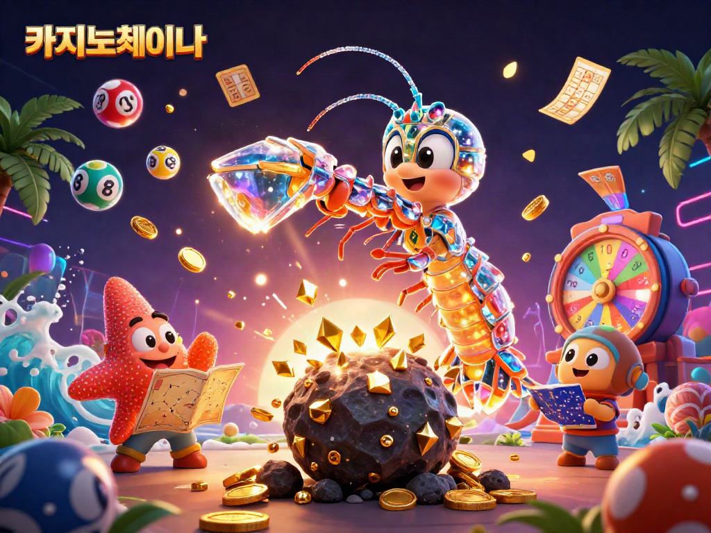 카지노사이트에서 슬롯 게임을 즐기는 장면과 보너스 아이템들이 화려하게 흩날리며 나타납니다.