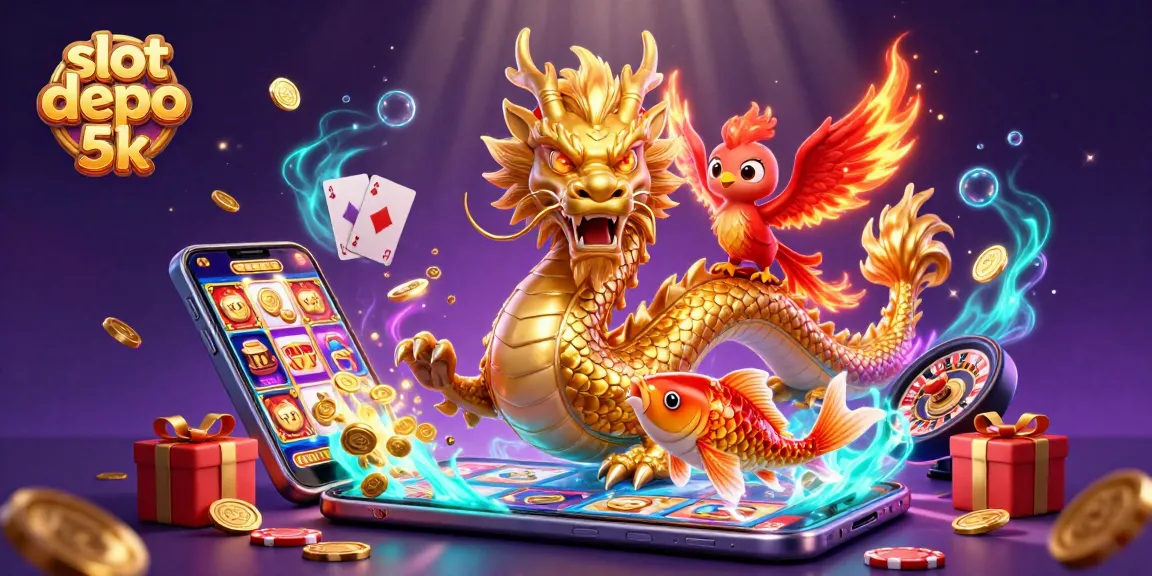 Play and win at slot depo 5k with this vibrant illustration showcasing rich casino elements.