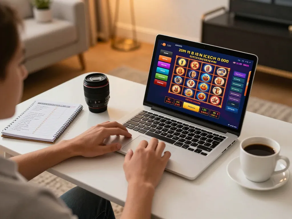 Playing casino games online at home with 99Win, showcasing vibrant interface and strategic play.