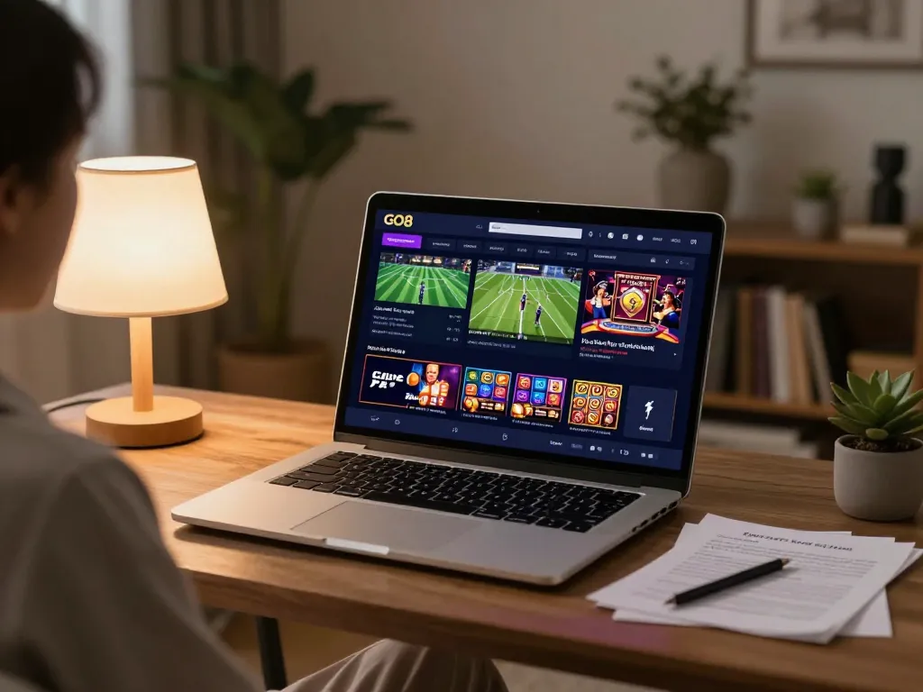 GO8 online gaming setup with vibrant interface engaging players in strategic betting.