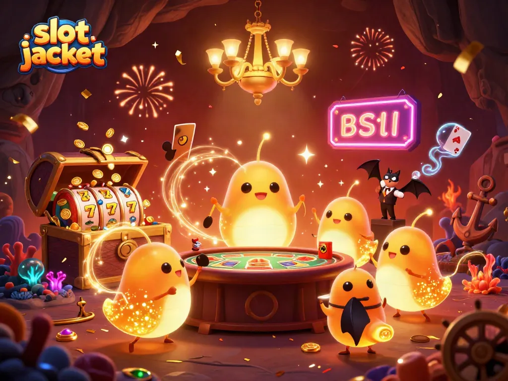 Menangkan slot jackpot dengan permainan slot yang menarik dan dealer kelelawar, menghiasi kasino gua yang penuh cahaya.