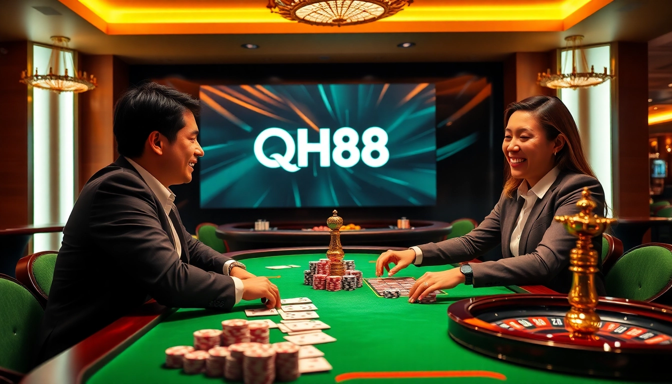 Players enjoying a thrilling game experience at qh88 casino table.