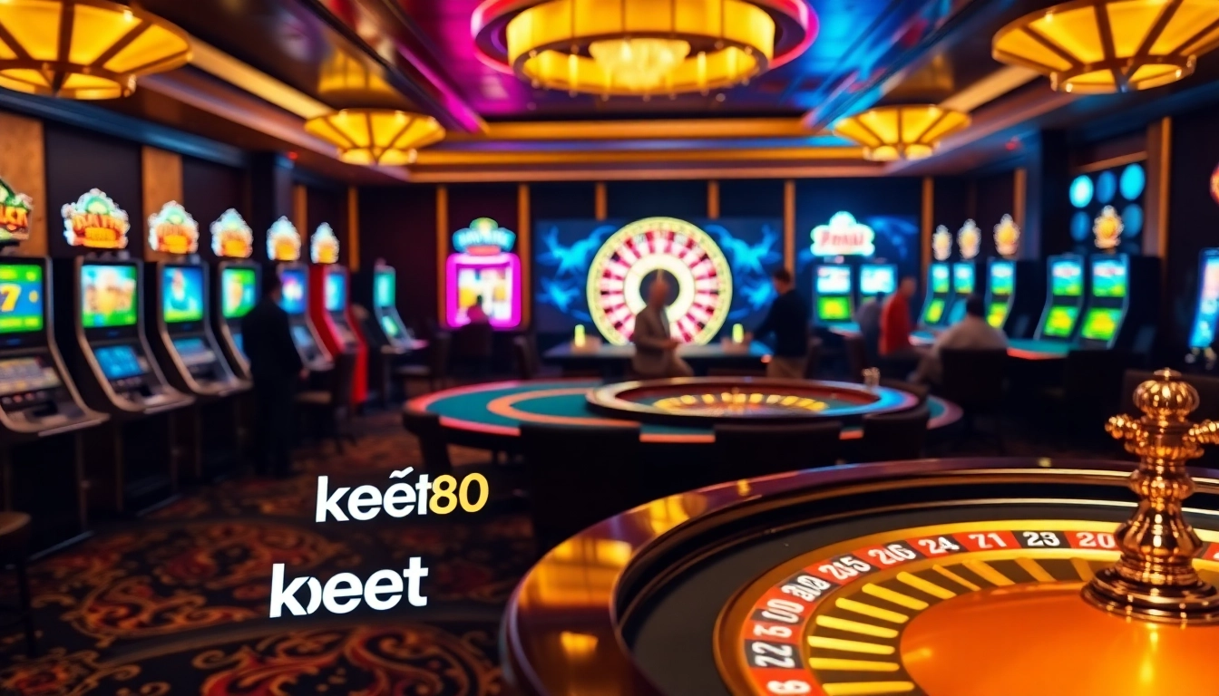 Place your bets at kèo bet88, experiencing a vibrant casino atmosphere with poker and roulette.