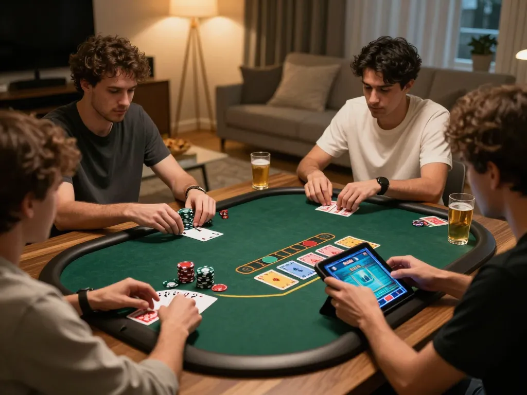 Players enjoying interactive blackjack at home through https://x88.design/ platform while snacking