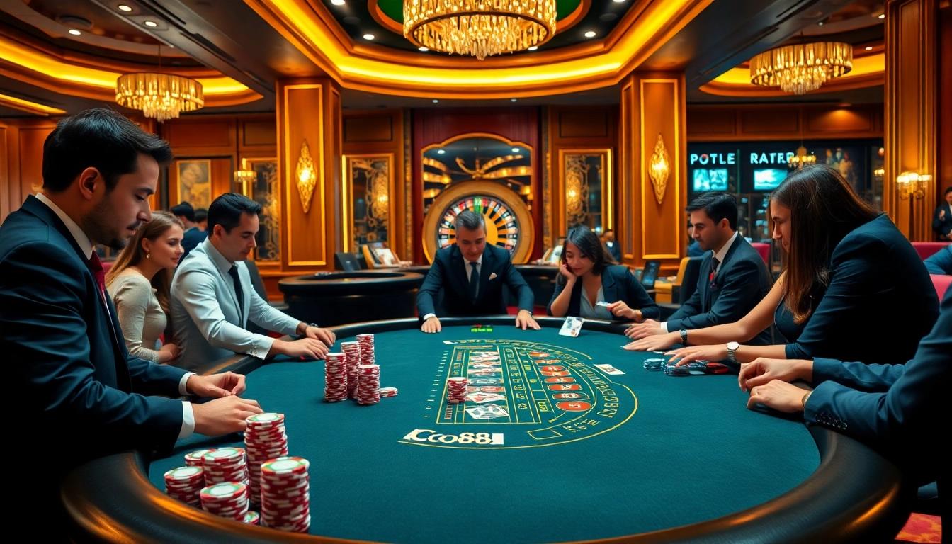 Exciting casino experience featuring the co88 blackjack table and vibrant poker chips.