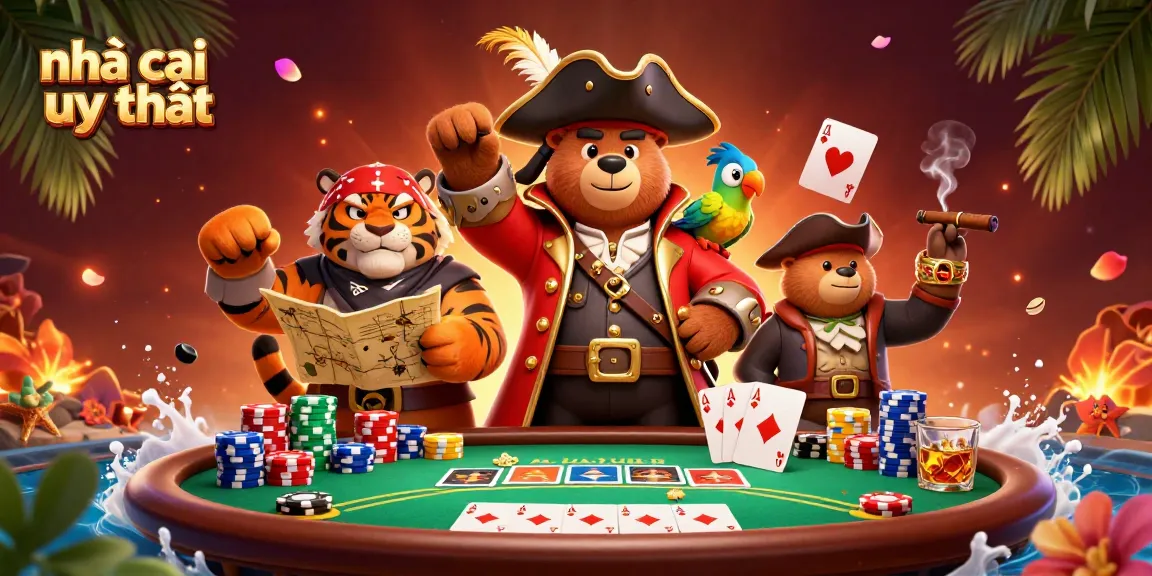 Experience the excitement of nhà cái uy tín in this vibrant 3D casino illustration featuring dynamic poker action.