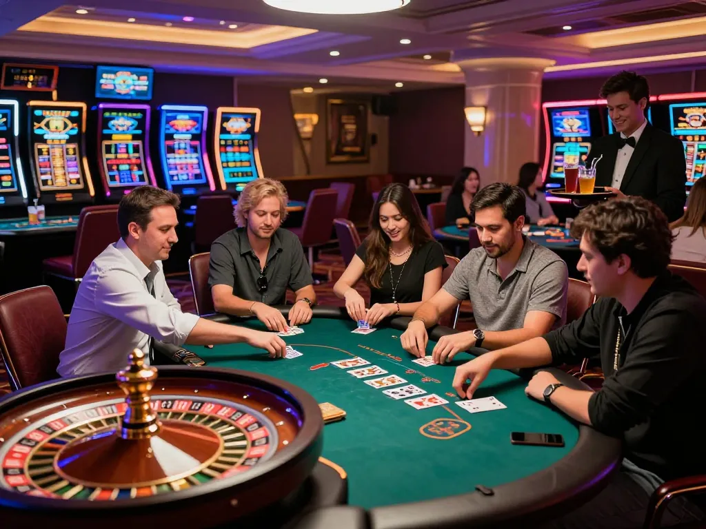 Exciting gaming atmosphere at 789win's vibrant casino with players engaged.