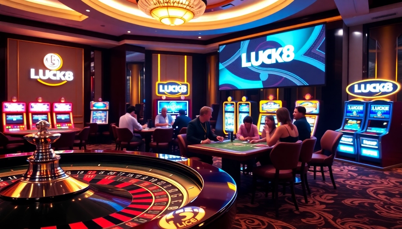 Luck8 casino players enjoying engaging table games and exciting slot machines.