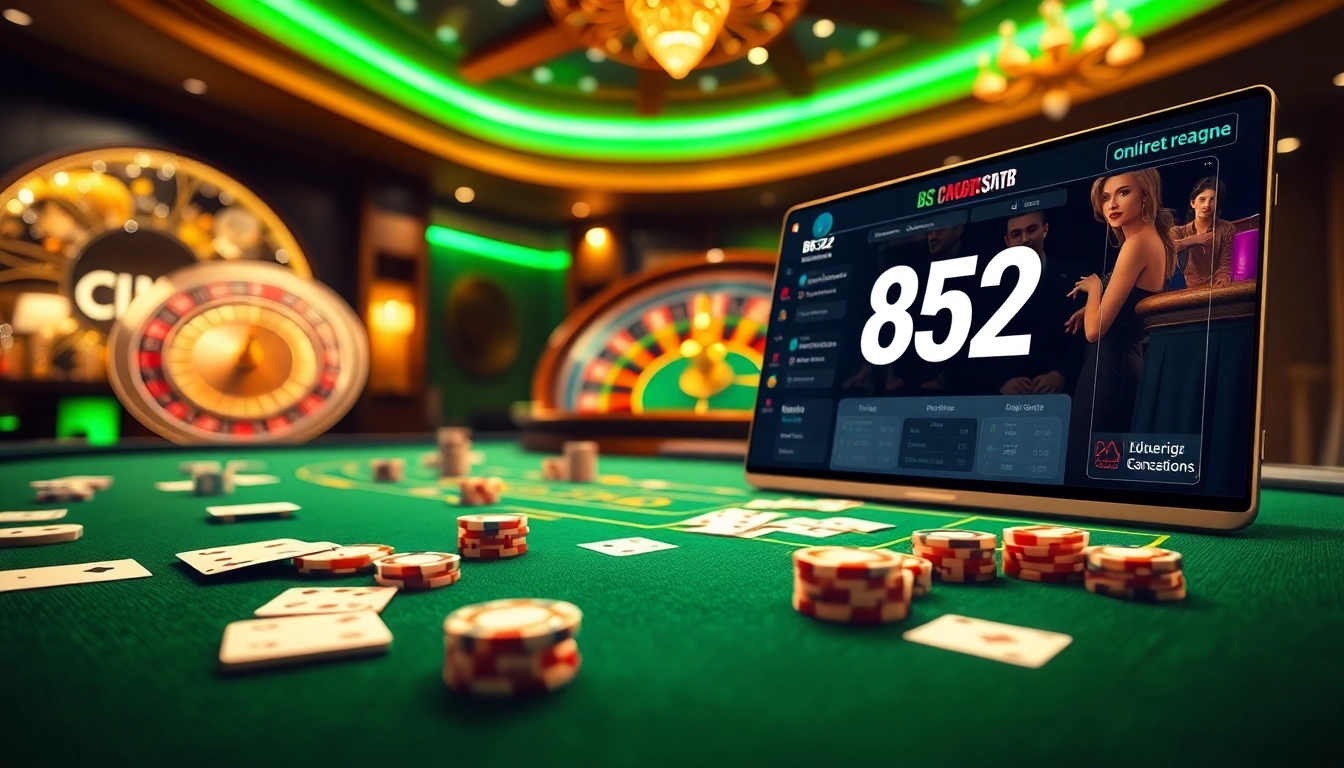 Experience thrilling gameplay at B52 with an exciting poker table and casino ambiance.