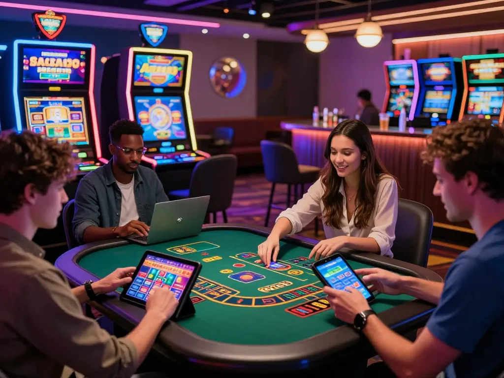 Exciting online gaming atmosphere with friends enjoying casino games and promotions at https://32win.agency/.