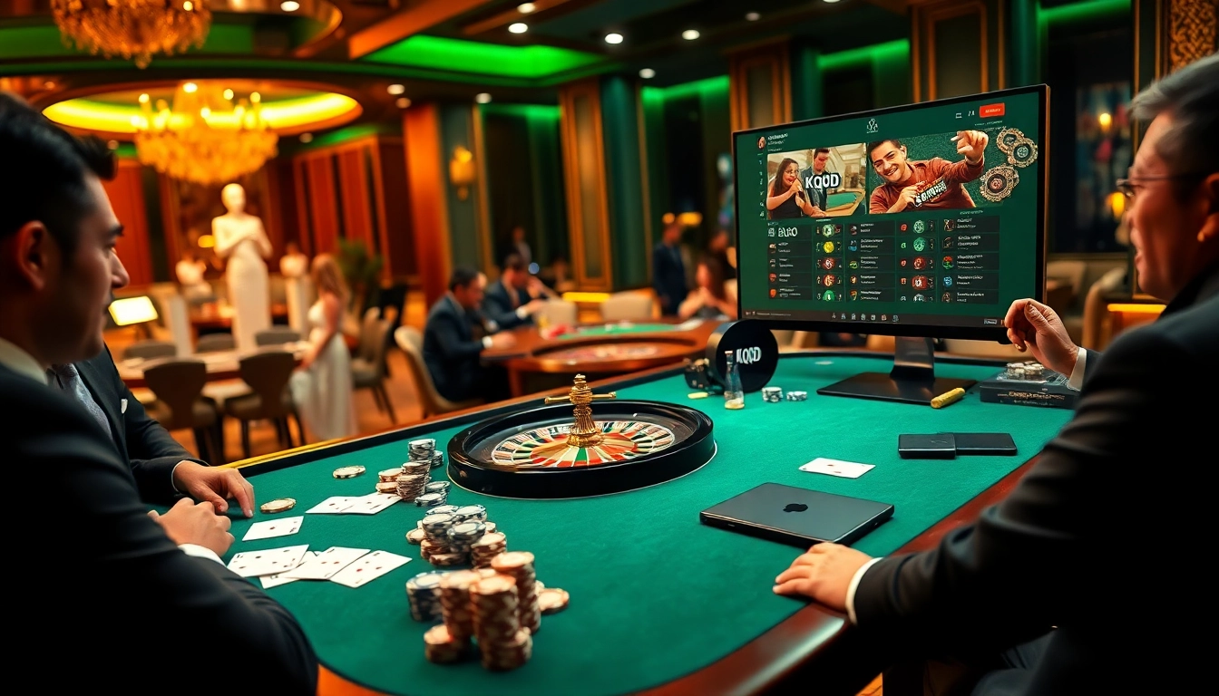 KQBD online gambling scene with casino tables, poker chips, and an engaging betting interface.