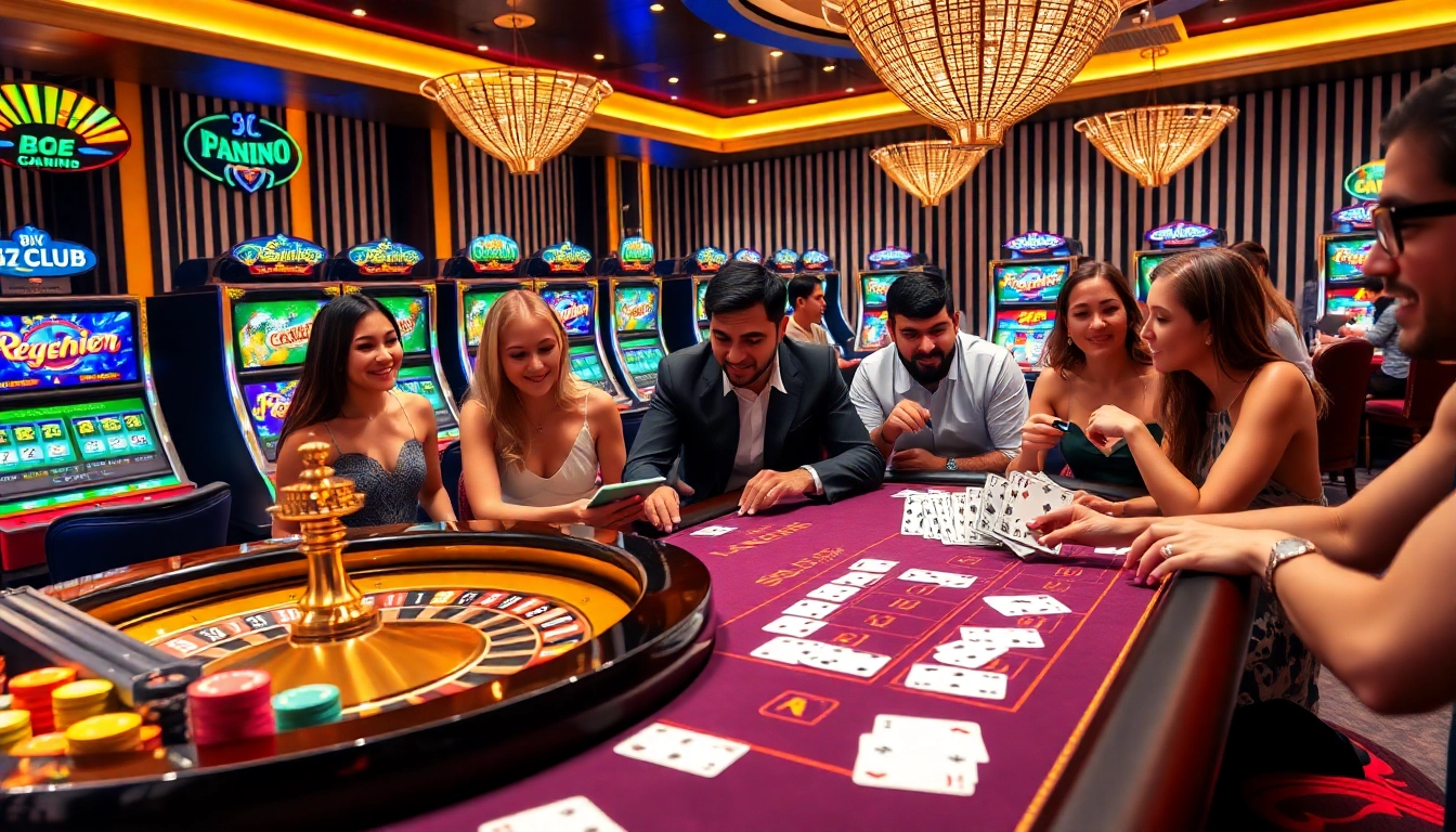 B52CLUB players strategizing at a vibrant casino table while enjoying an exciting gaming atmosphere.