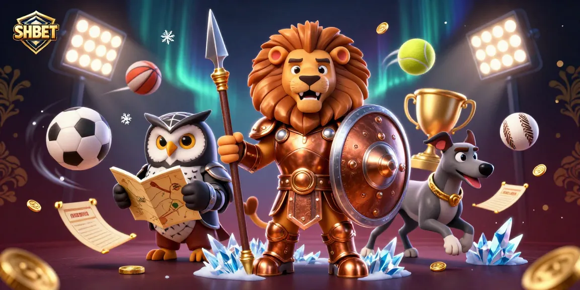 Experience thrilling gameplay at SHBET with dynamic characters and sports elements in a grand casino scene.