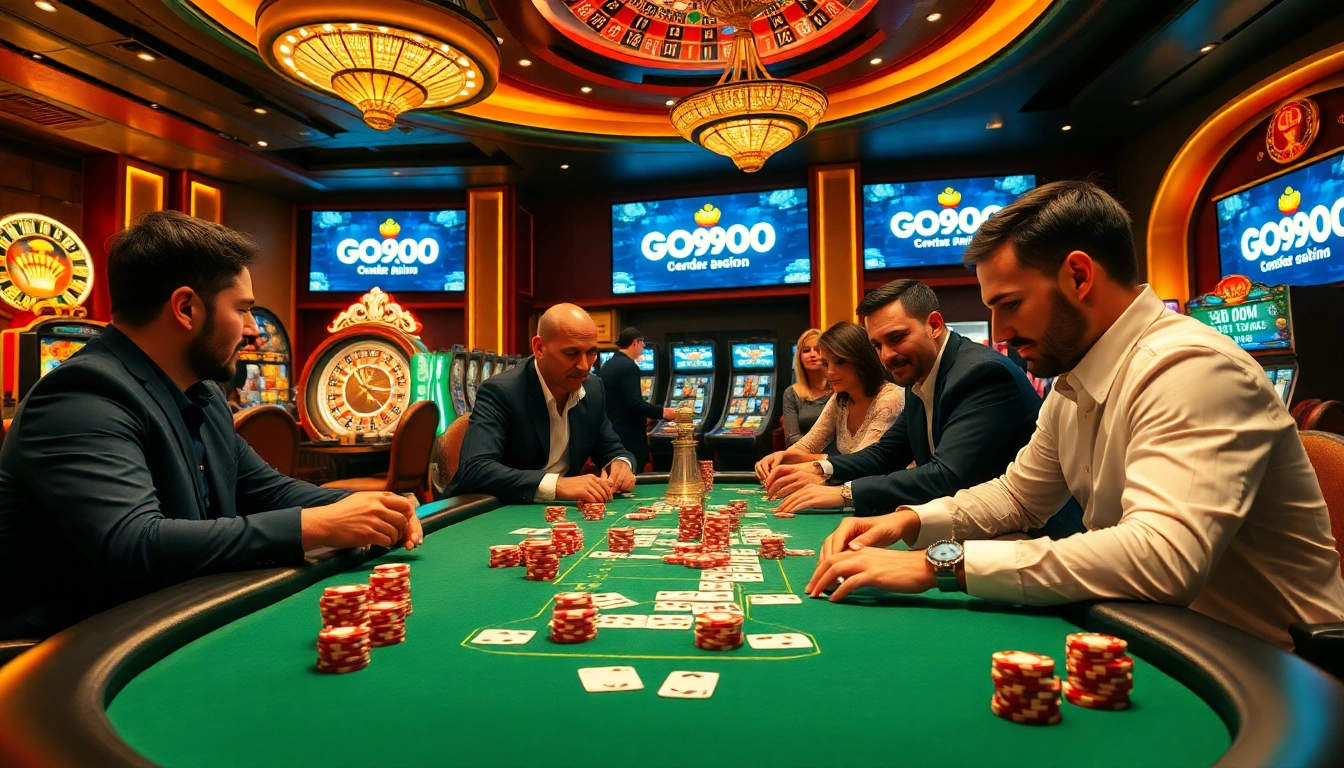 Experience the thrill of gambling at https://go999.de.com with a vibrant poker table and bright casino atmosphere.