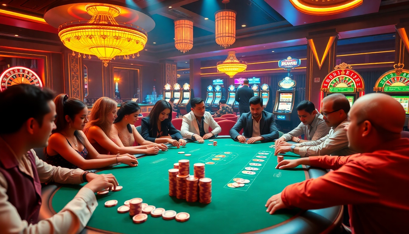 Experience the thrill of gambling at nhà cái rikbet with an engaging poker game, colorful chips, and luxury atmosphere.