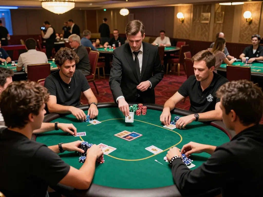 B52 poker night showcasing competitive players at a casino table during an engaging game.