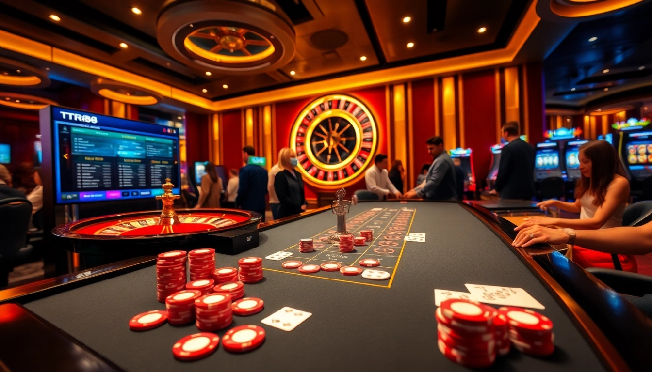 Engaging scene of TR88 online casino with vibrant chips and players enjoying games