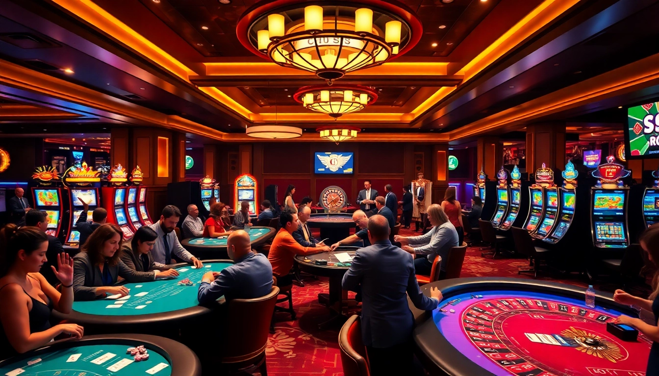 Experience the thrill of De bet in a bustling casino with vibrant games and happy players.