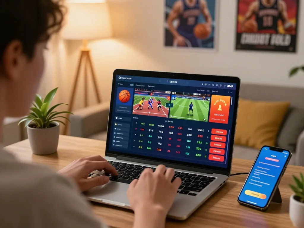 Engaged user exploring sports betting strategies on https://www.bdtk66.one/ from a cozy home setup.