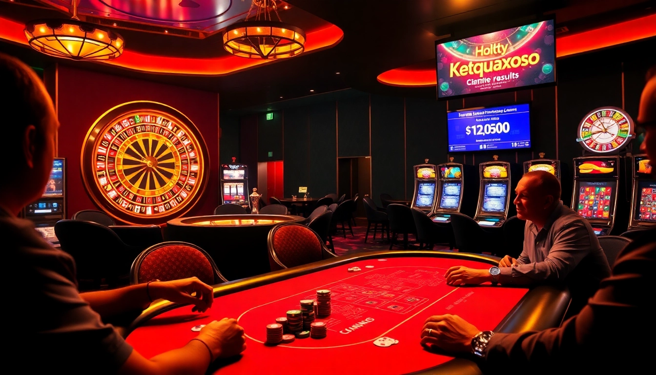 Engaging scene featuring Ketquaxoso results in a vibrant casino atmosphere, with poker and roulette.