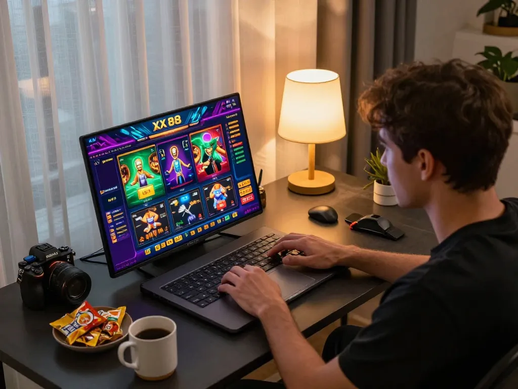 Player enjoying the immersive experience of XX 88 online gaming at home, demonstrating strategic gameplay
