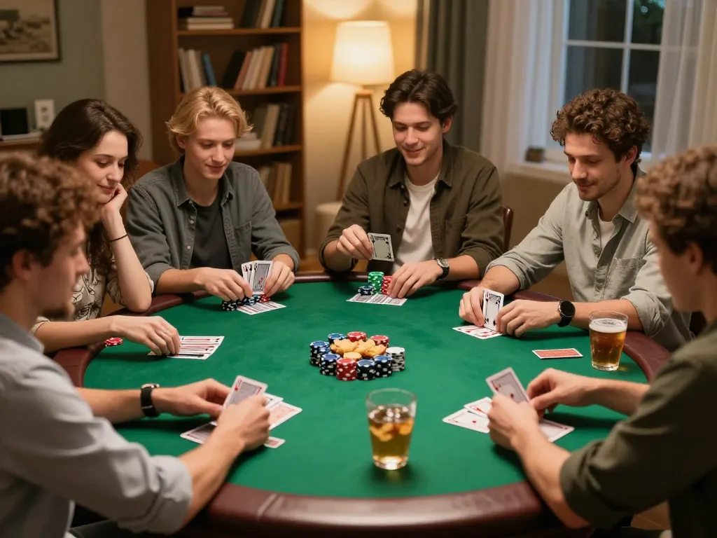 Players engaging at home poker tables, revealing the charm of non gamstop casinos in a social setting.
