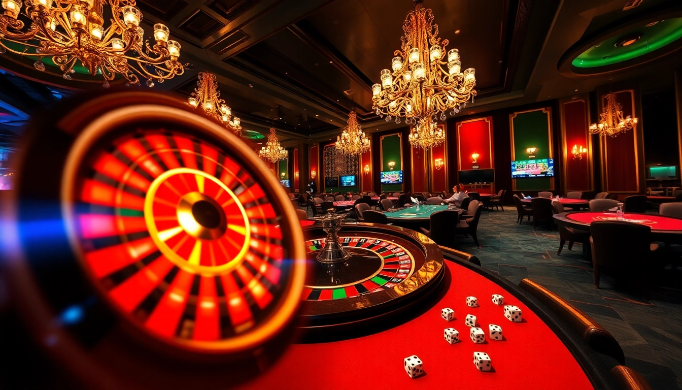 Engage with the high-energy casino scene showcasing roulette, chips, and the hidden wiki link atmosphere.