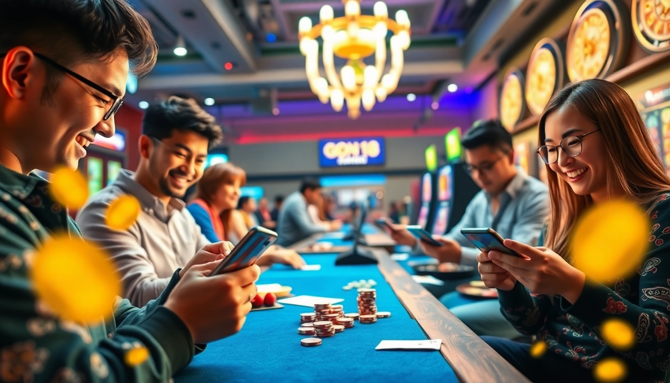 GO88 online gaming platform showcasing users enjoying games and rewards in a vibrant atmosphere.