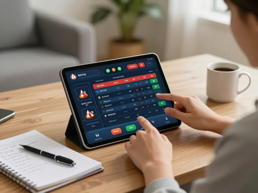 Engaged user placing sports bets on https://rr888.shopping/ tablet while reviewing strategies.
