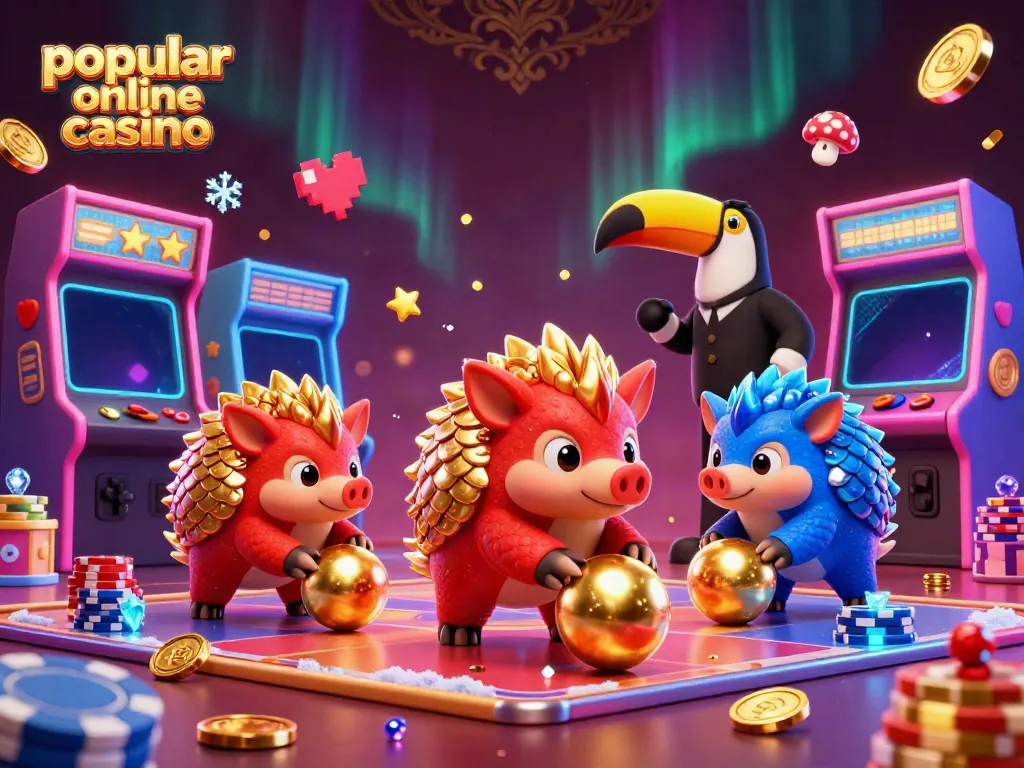 Experience the excitement of playing at a popular online casino with vibrant pangolins and digital gameplay.