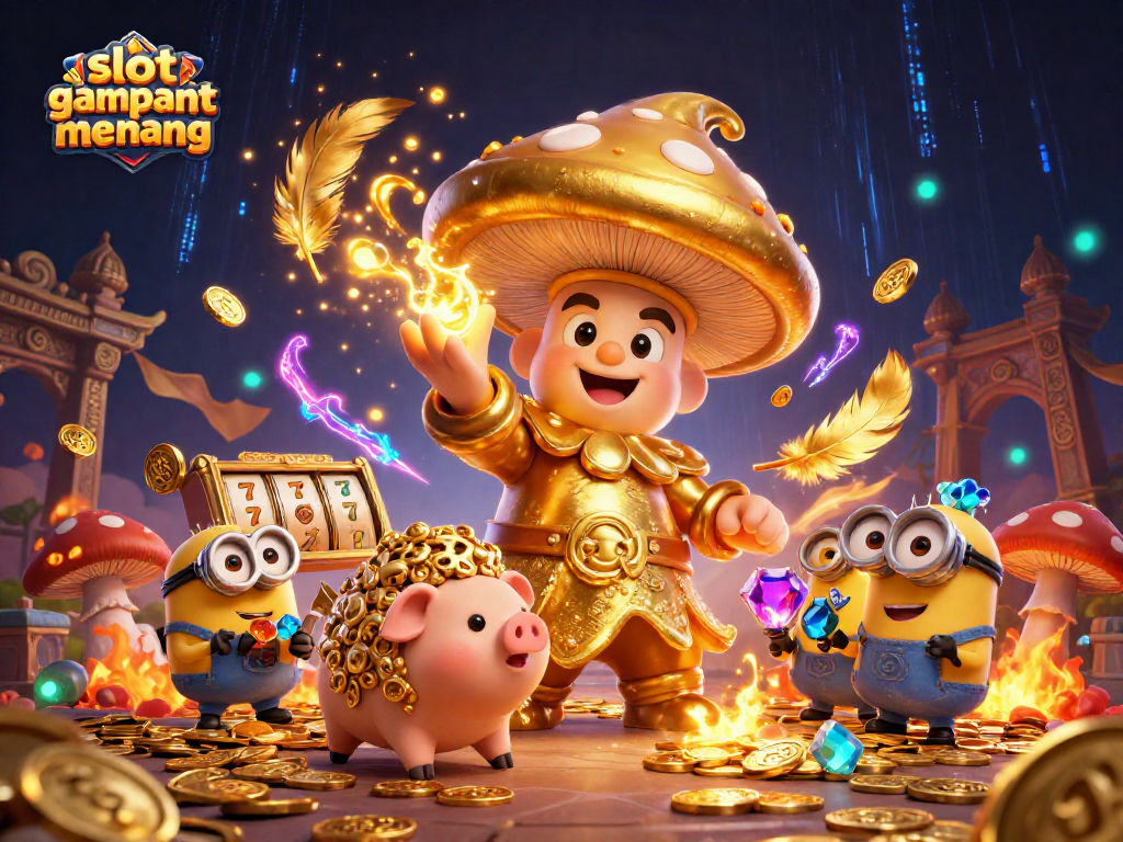 Spin to win at slot gacor gampang menang with golden wizard magic and treasures all around.