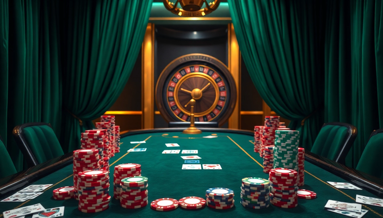 Engaging BDJL casino scene showcasing poker chips and a roulette wheel in a luxurious setting.