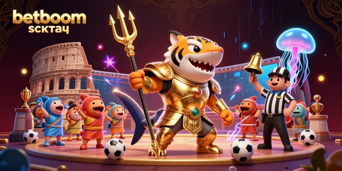 Engage in the thrill of sports betting with betboom скачать as the jubilant shark leads a vibrant underwater celebration.