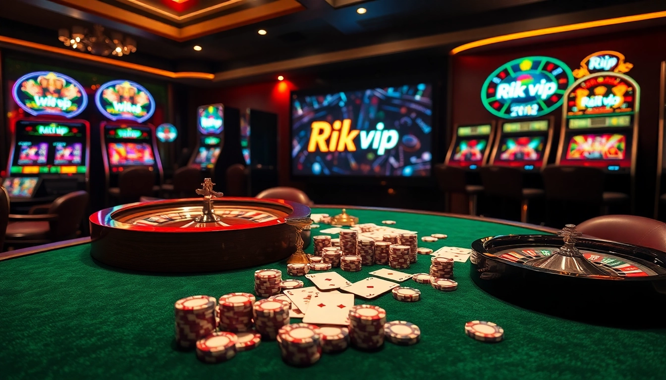 Engaging players in high-stakes games at Rik vip casino with vibrant tables and thrilling slot machines.