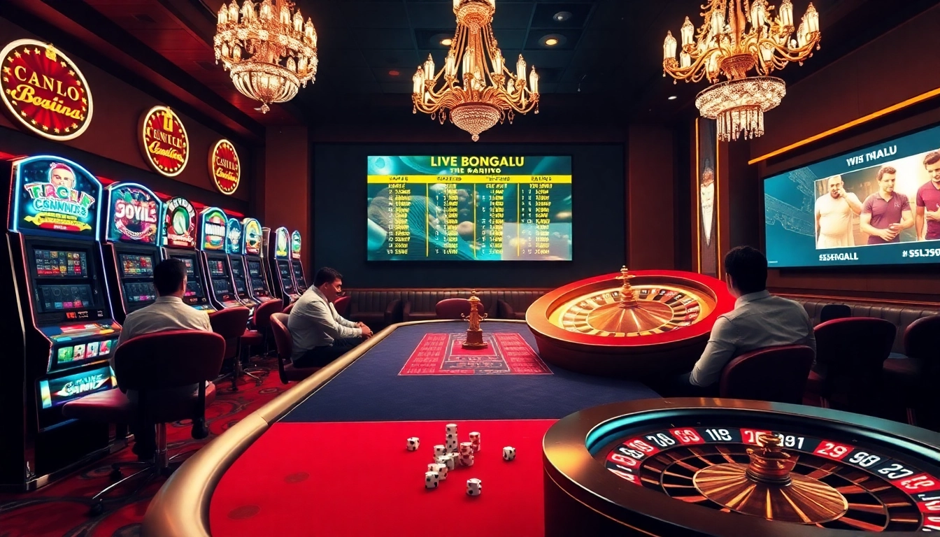 Experience the thrill of bongdalu gaming with vibrant casino visuals of poker and slots.